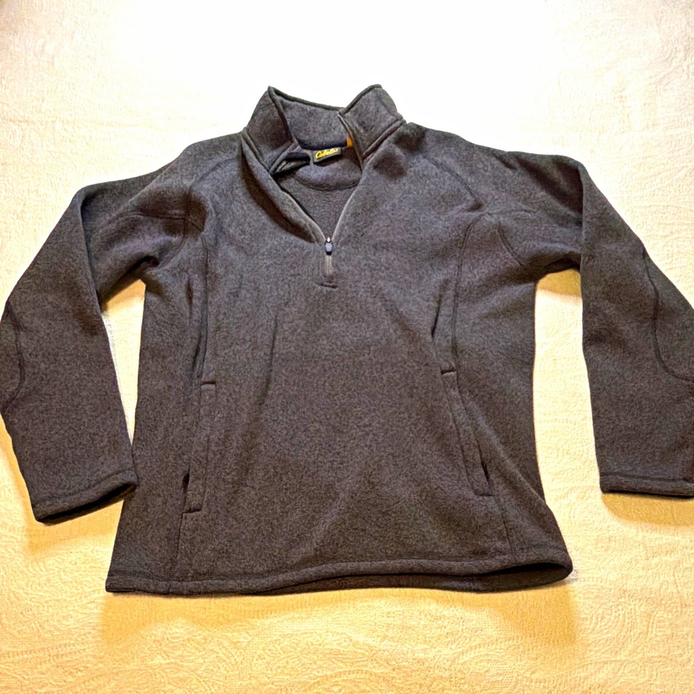 Cabela's Men's Gray Solid Fleece 1/4 Zip Mock Neck Pullover Sweatshirt M